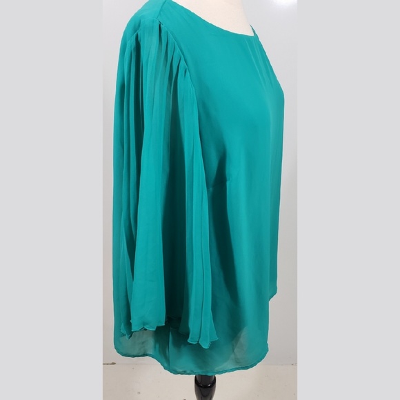 7Bstudio Teal Blouse with Flowy Sleeves sz Xl - Picture 2 of 4